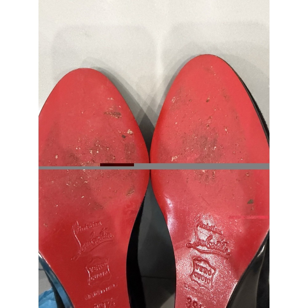 Christian Louboutin Black Suede Leather Wedge Slip-On Heel EU 39.5 - Picture 13 of 14